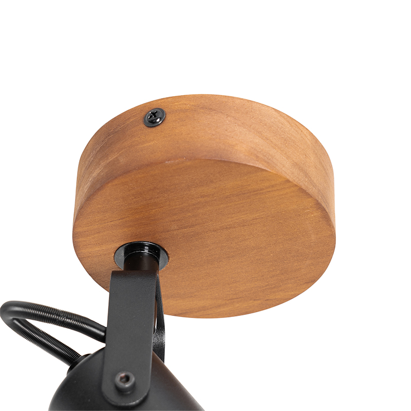 Foco industrial negro con madera inclinable - Tommy