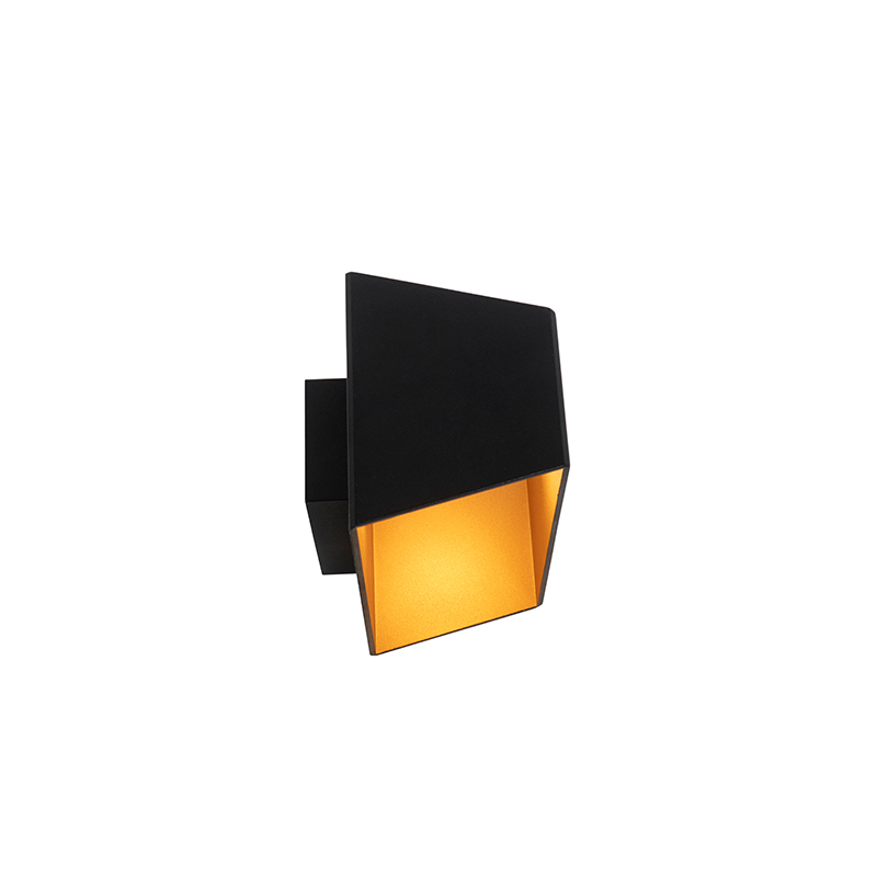 Aplique moderno negro con interior dorado rectangular - Alone