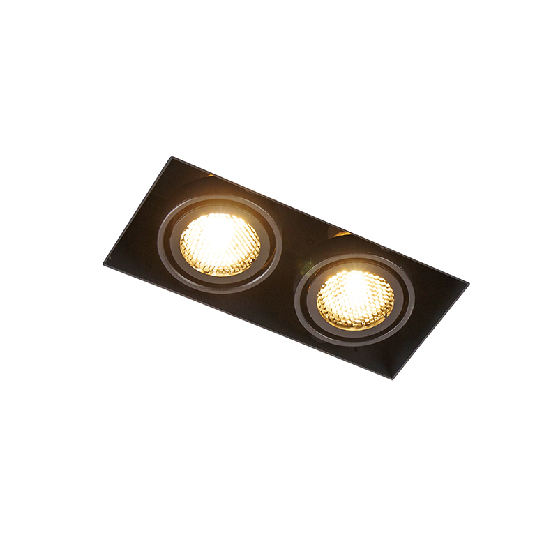 Set di 6 faretti da incasso neri regolabili senza cornice 2 luci - Oneon Honey