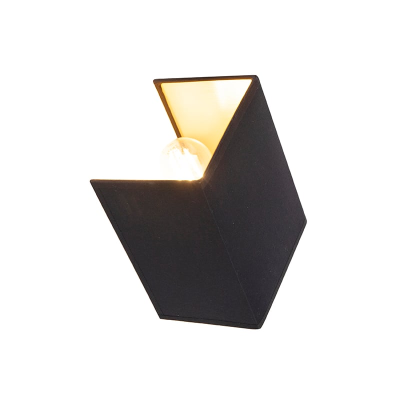 Modern Wall Lamp Black and Gold with Fabric Shade - Vete