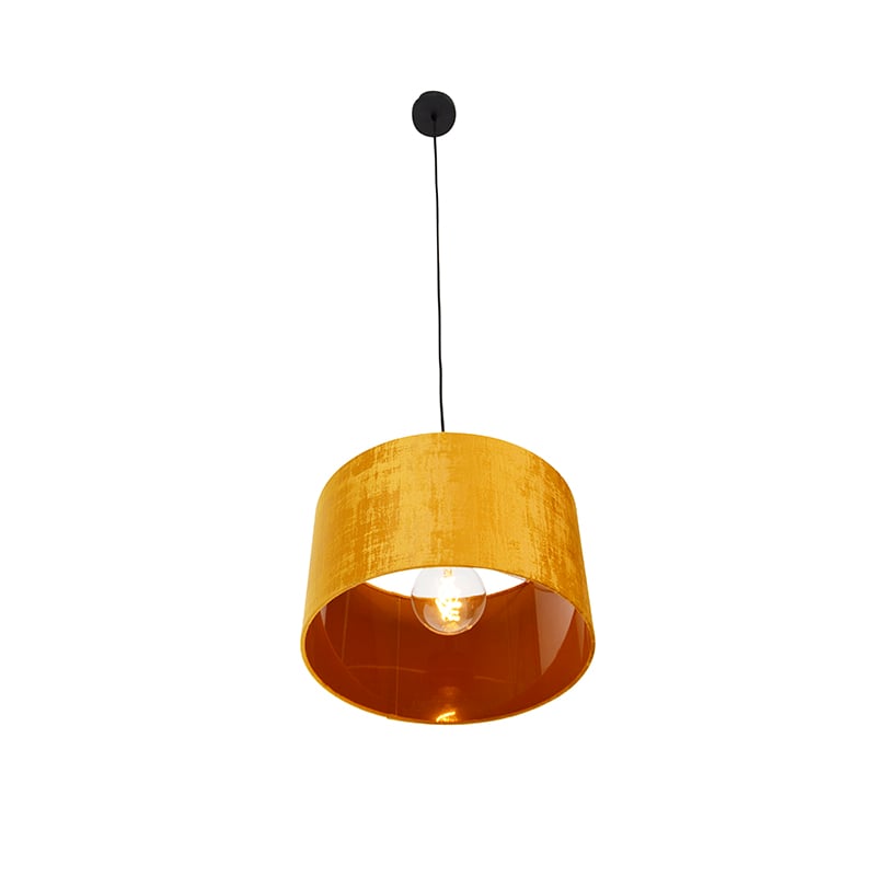 Modern Pendant Light Black with Yellow Shade 35 cm - Combi