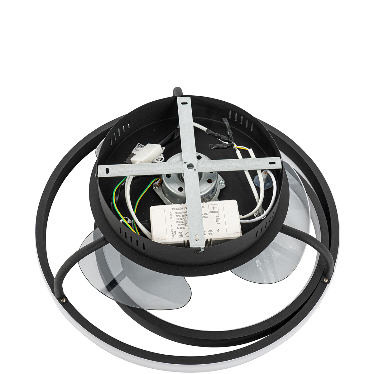 Ventilatore da soffitto nero 46,5 cm con LED e telecomando - Kees