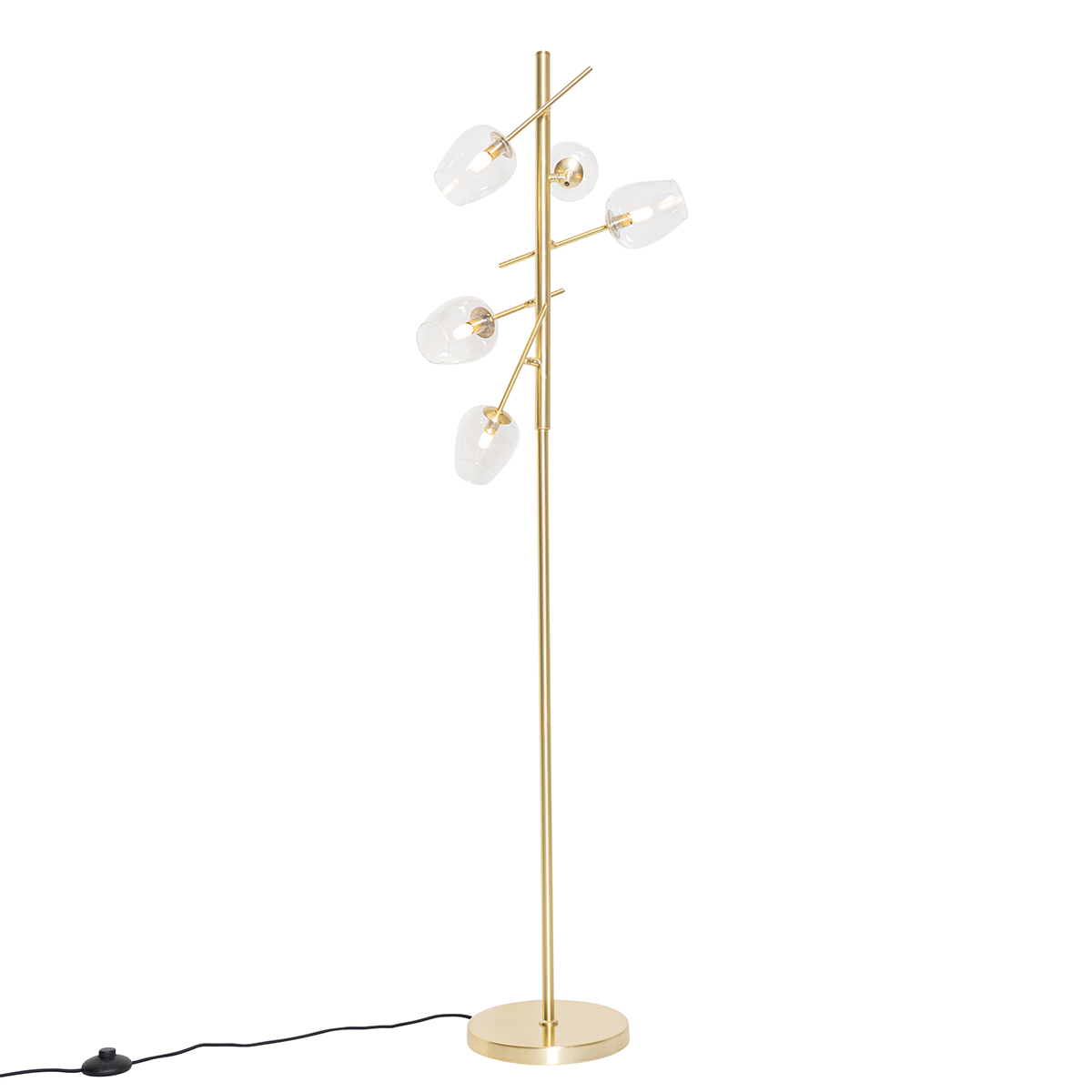 Lámpara de pie clásica dorada con cristal 5-luces - Elien