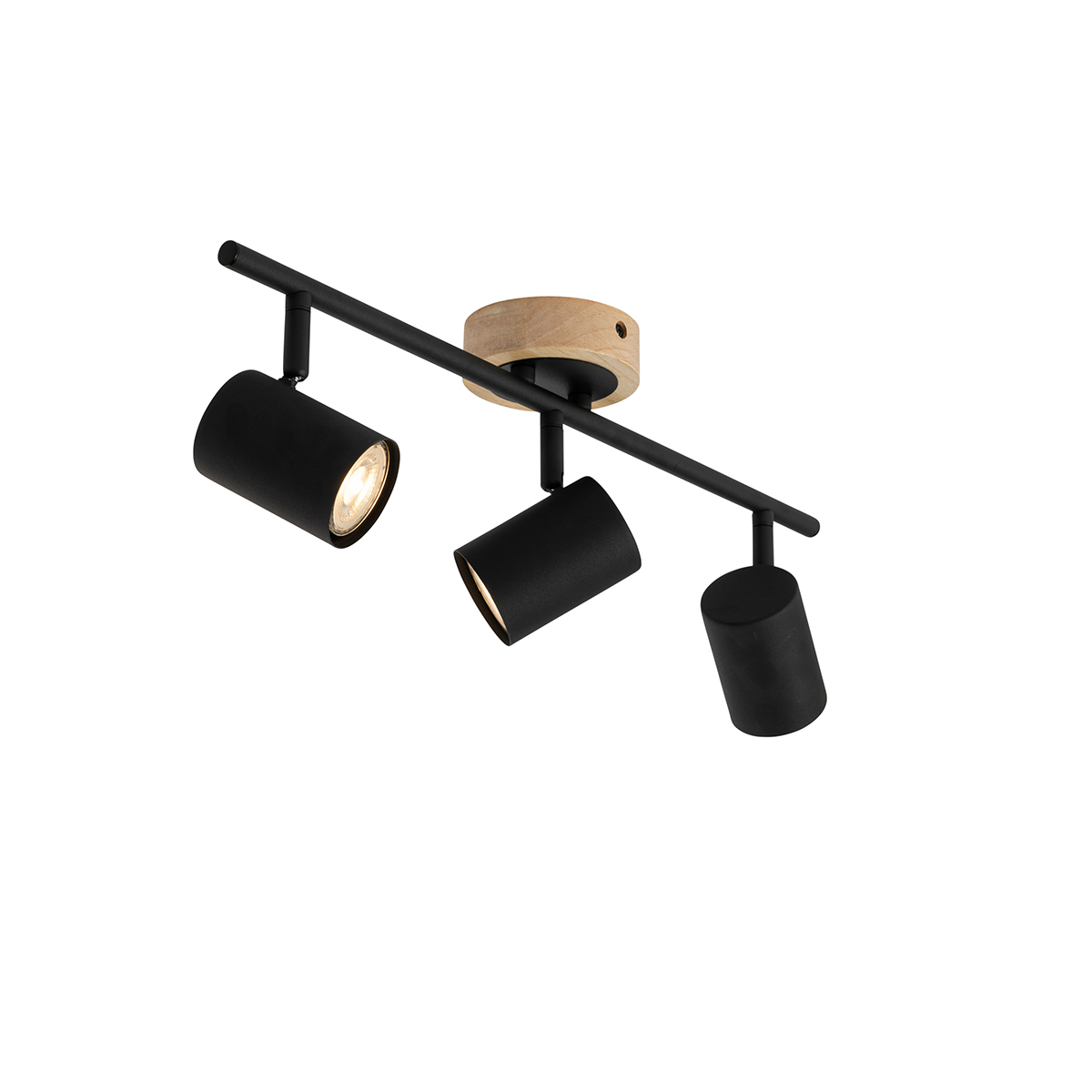 Faretto moderno nero con legno orientabile 3 luci - Jeana