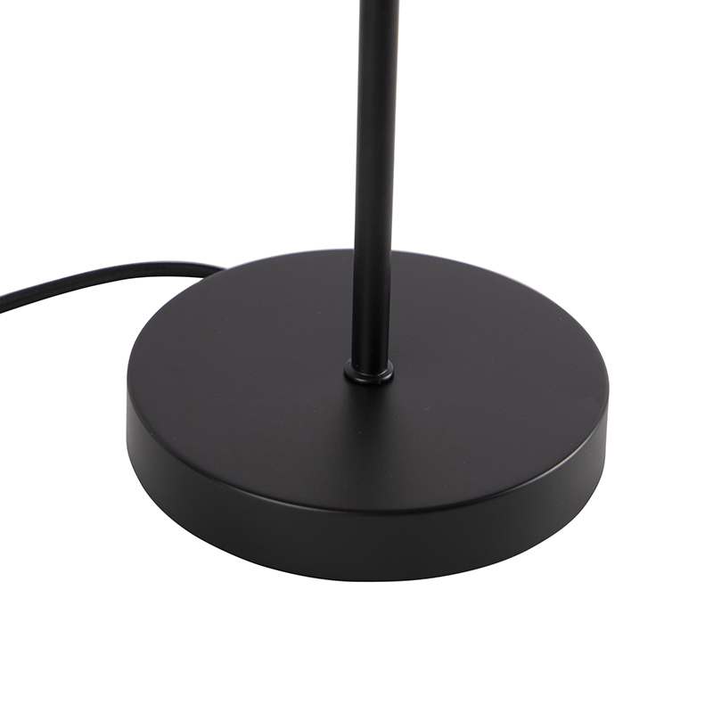 Design Tischlampe schwarz mit Rauchglas auf Standard - Kuppel