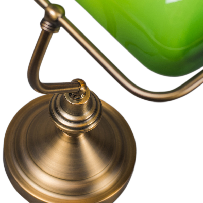 Lámpara de mesa clásica/lámpara de notario bronce con cristal verde - Banker
