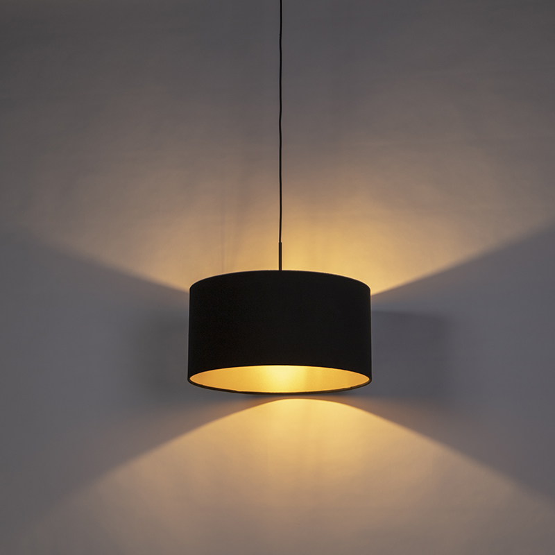Suspension avec abat-jour en velours noir avec or 50 cm - Combi
