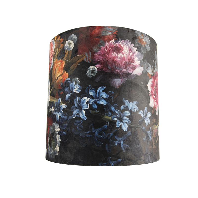 Abat-jour en velours motif floral 40/40/40 intérieur doré