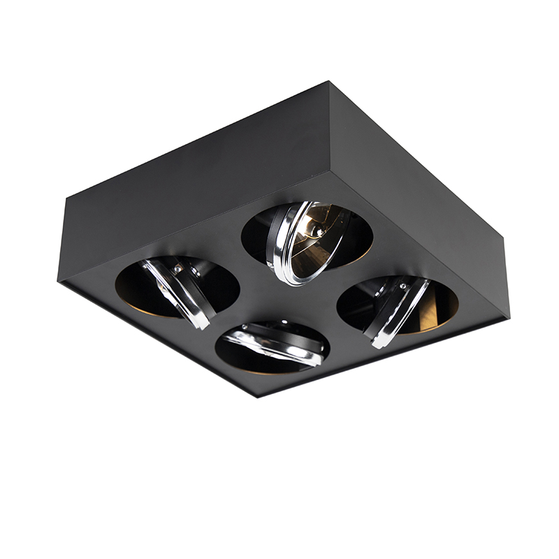 Spot design carré noir 4 lumières - Kaya