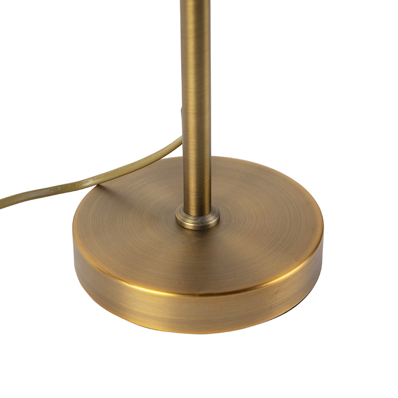 Bronze Tischlampe mit Leinenschirm taupe 35 cm - Parte