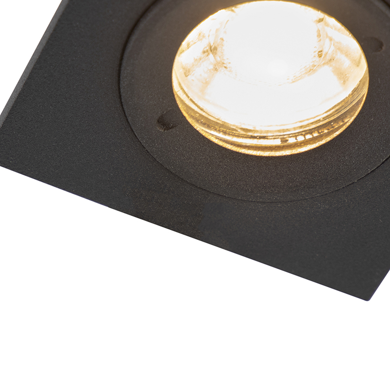 Set of 3 Bathroom Recessed Spotlights Black Square IP44 - Xena