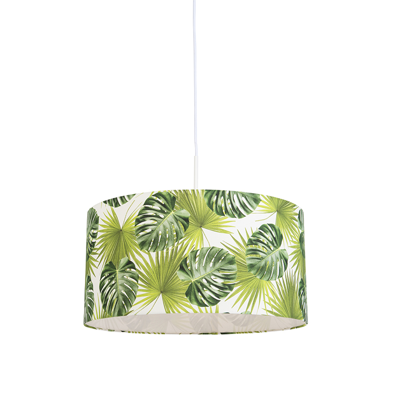 Lampada a sospensione botanica bianca con paralume a foglia 50 cm - Combi 1