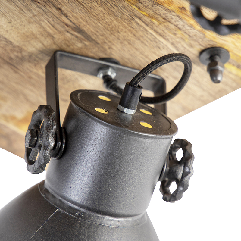 Foco industrial gris oscuro con madera de mango 3 luces - Mangoes