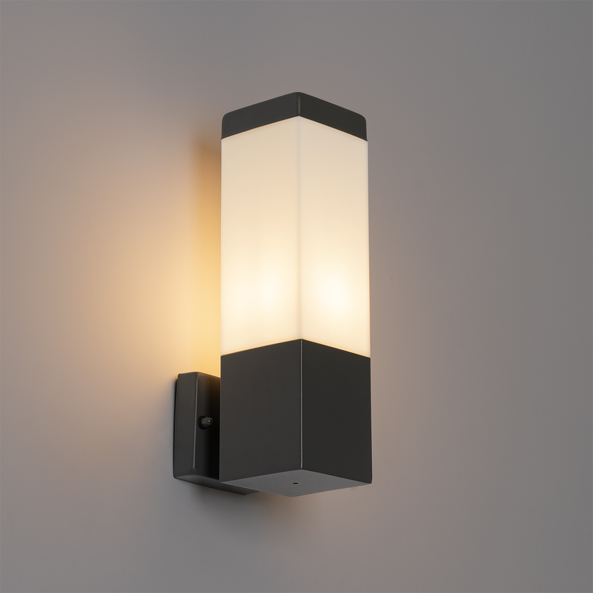 Lámpara de pared exterior moderna gris oscuro con opalescente - Malios