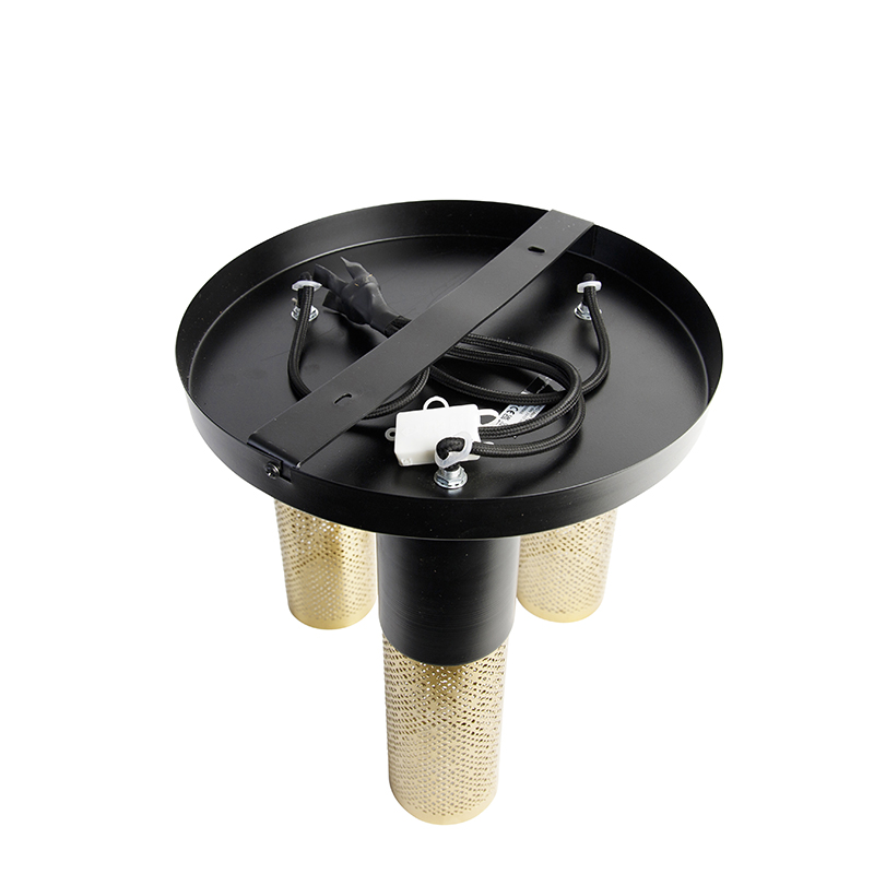 Plafonnier industriel noir avec or rond 3 lumières - Raspi
