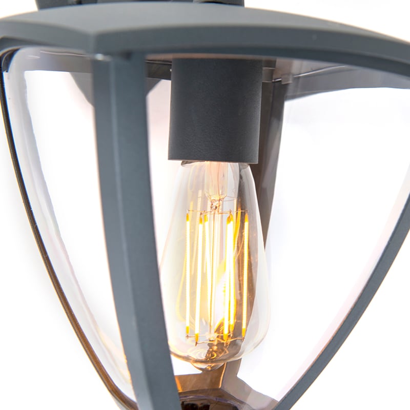 Lanterna da parete classica per esterni con luce verso il basso grigio scuro IP44 - Platar