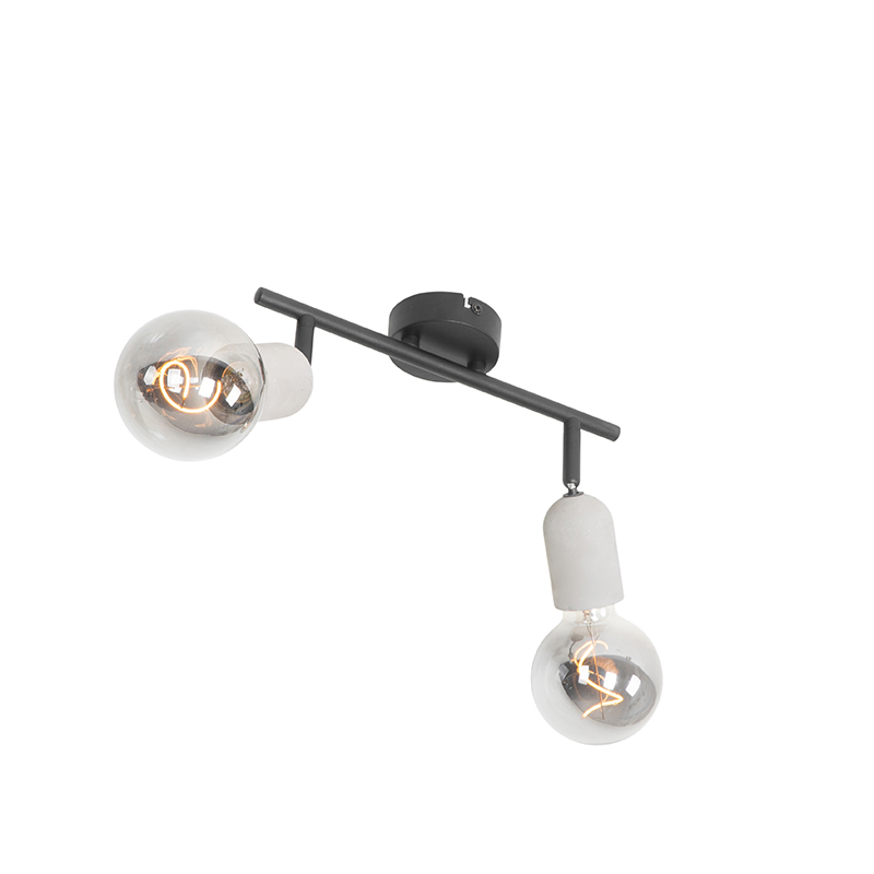 Foco industrial negro con hormigón 2 luces - Pedra
