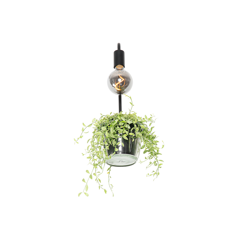 Lámpara de pared moderna negra con cristal - Roslini