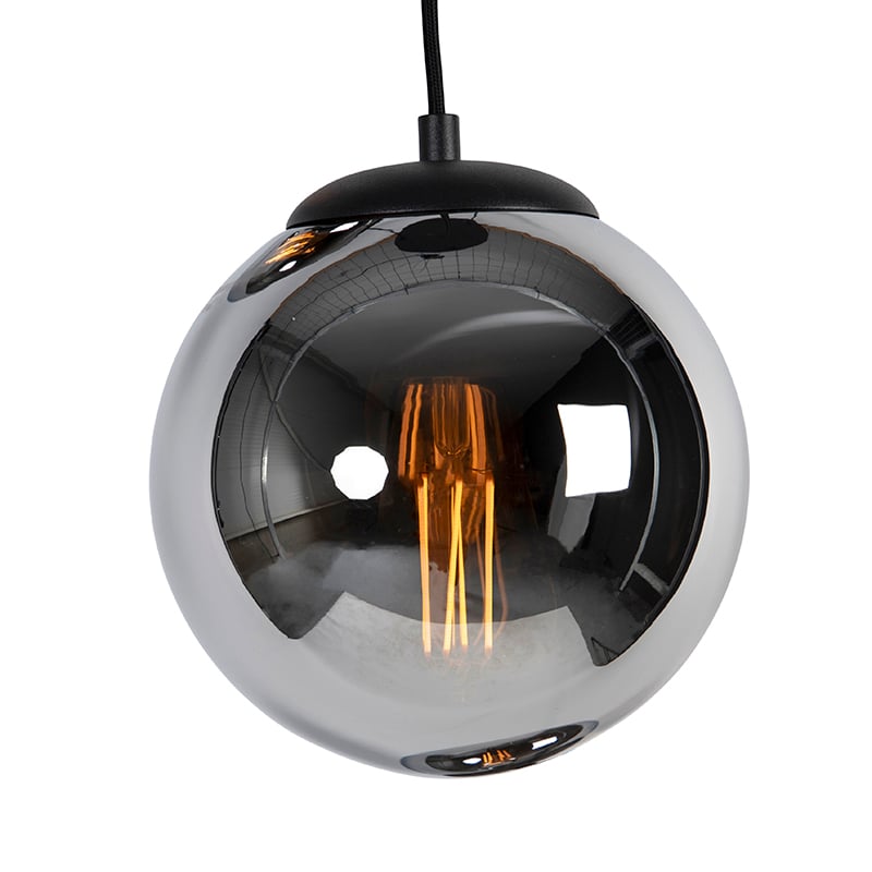Art Deco Pendant Lamp Black with Smoke Glass 3-Lights - Pallon
