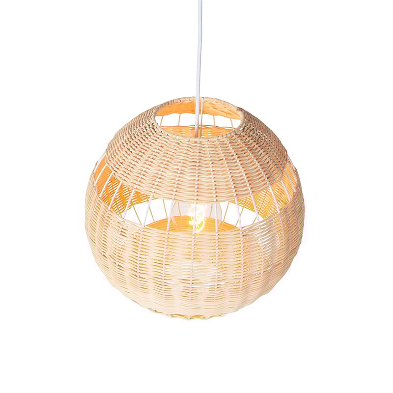QAZQA Art Déco Lámpara colgante rústica mimbre - RATTAN Ratán /Bambú