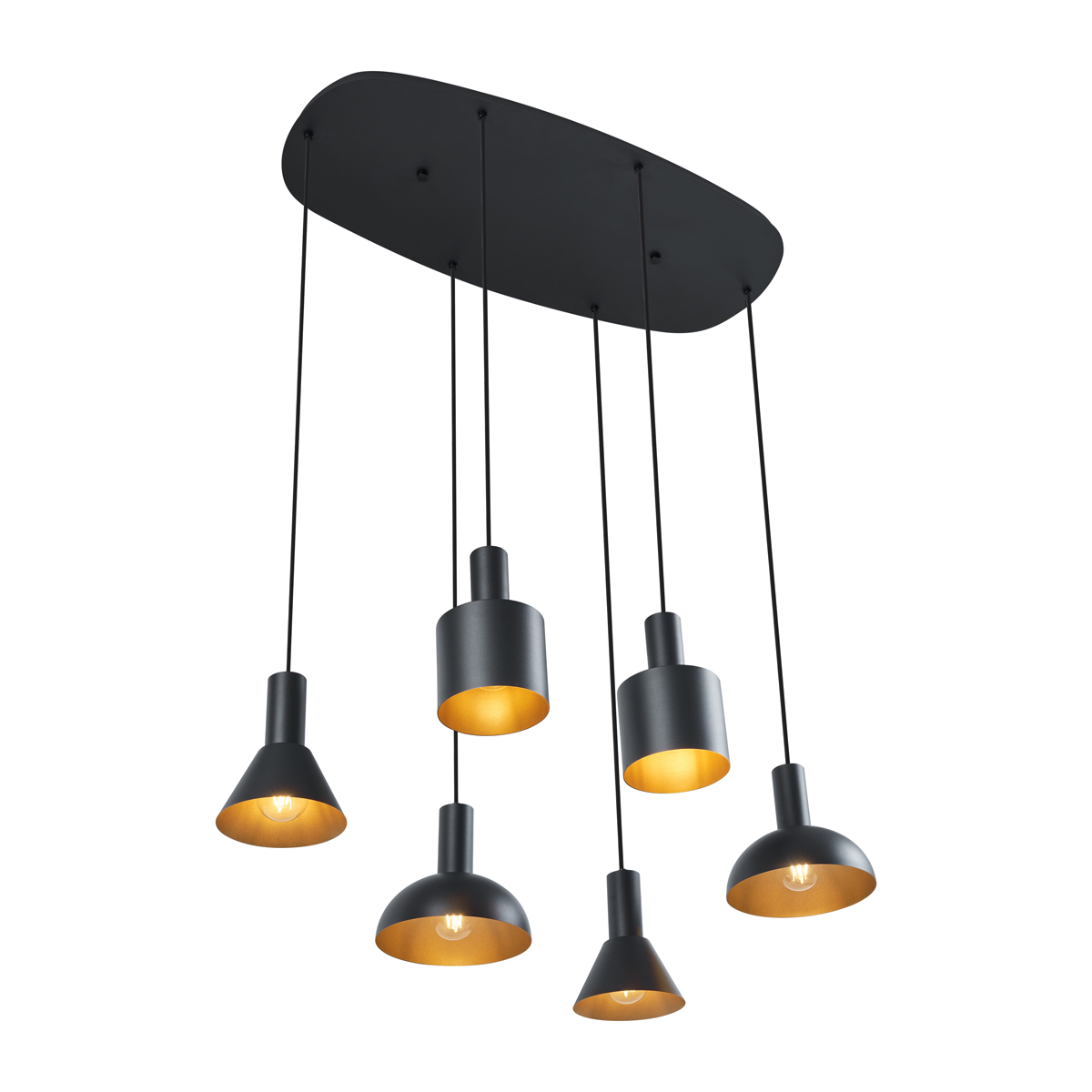 Lámpara colgante moderna negra de 6 luces - Biles