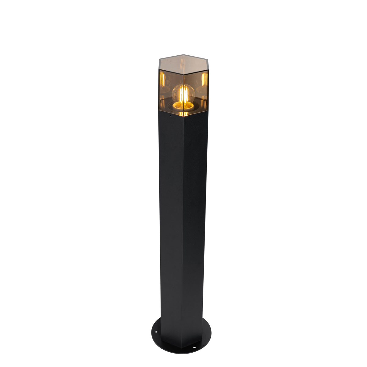 Standing Outdoor Lamp Black with Smoke Shade Hexagon 70 cm - Denmark