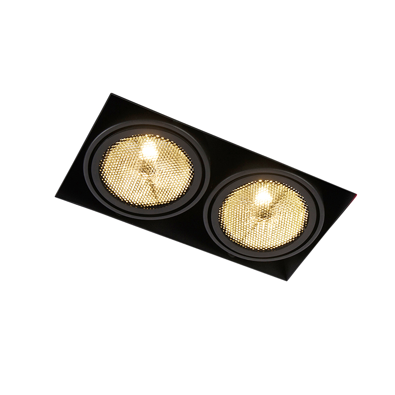 Qazqa Oneon Honey Einbauleuchte – Schwarzer LED-Strahler, GU10, Dimmbar, 15,6 Cm