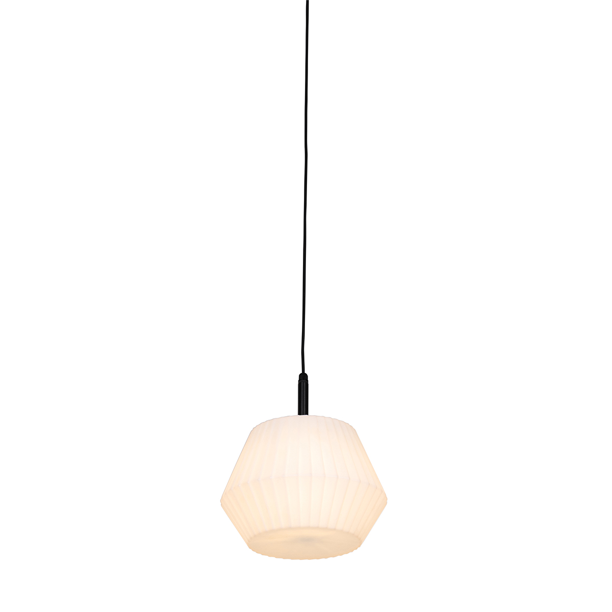 Modern Outdoor Hanging Lamp Black with White Lampshade 32.9 cm IP44 - Robbert
