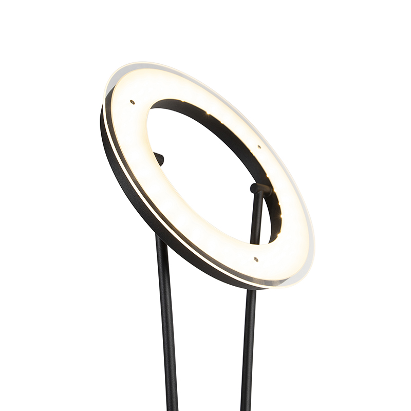 Modern Floor Lamp Black Incl. LED with Reading Arm - Divine