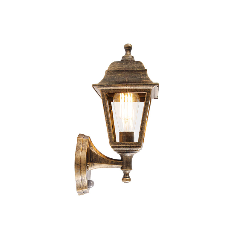 Lampada da parete antica dorata IP44 con sensore di movimento - Capital