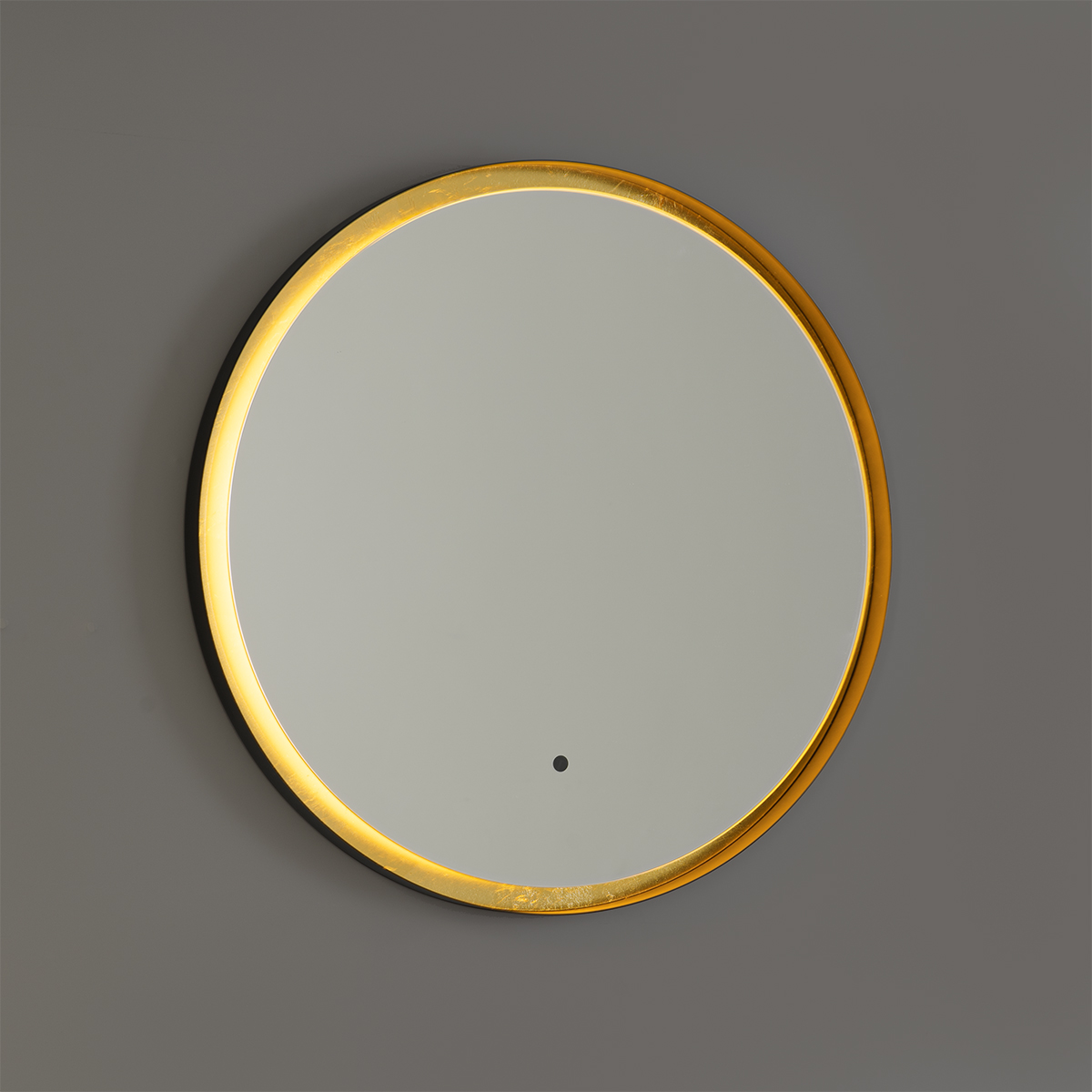 Bathroom mirror black with gold incl. LED and touch dimmer Pim