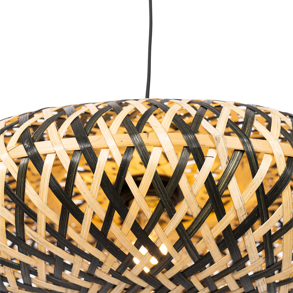 Lampada a sospensione orientale in bambù nero 40 cm - Ostrava