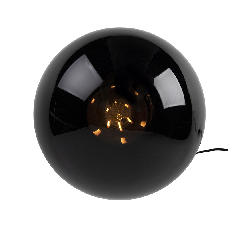Lampada da tavolo Art Déco in ottone con vetro nero - Pallon