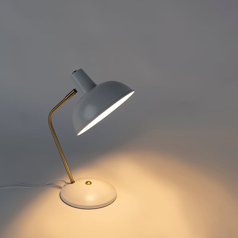 Lampada da tavolo retrò bianca con bronzo - Milou