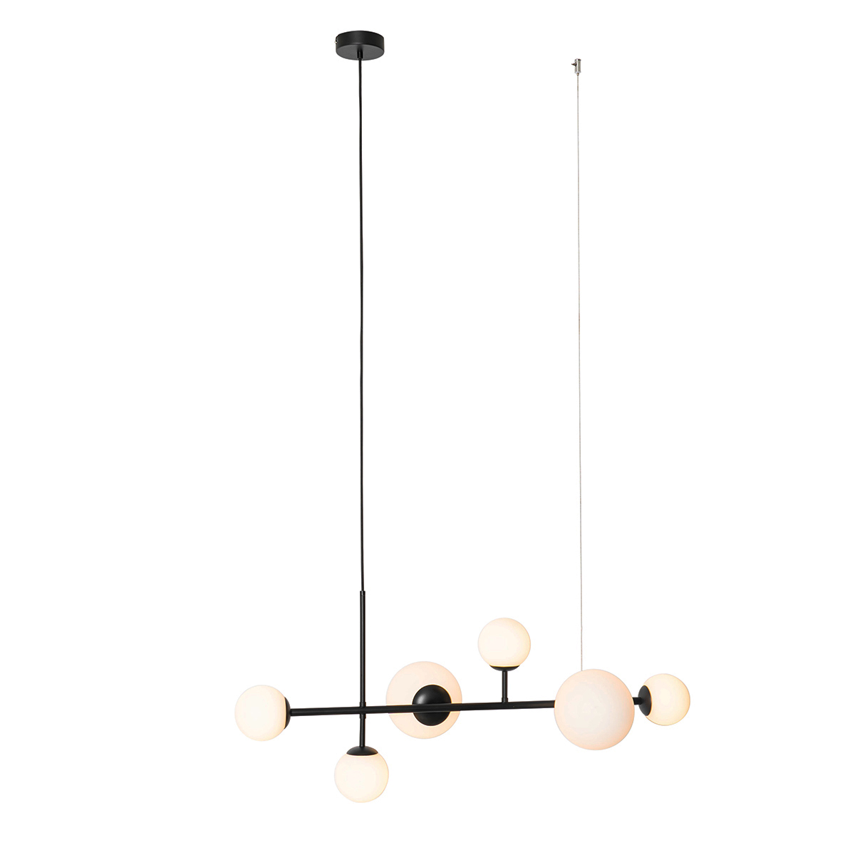 Modern Pendant Light Black with Matt Glass 6 Lights - Monaco