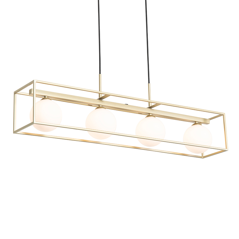 Design Pendant Light Gold with White Glass 4-Light - Aniek