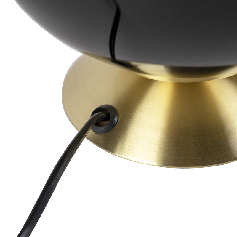 Art Deco Table Lamp Brass with Black Glass - Pallon
