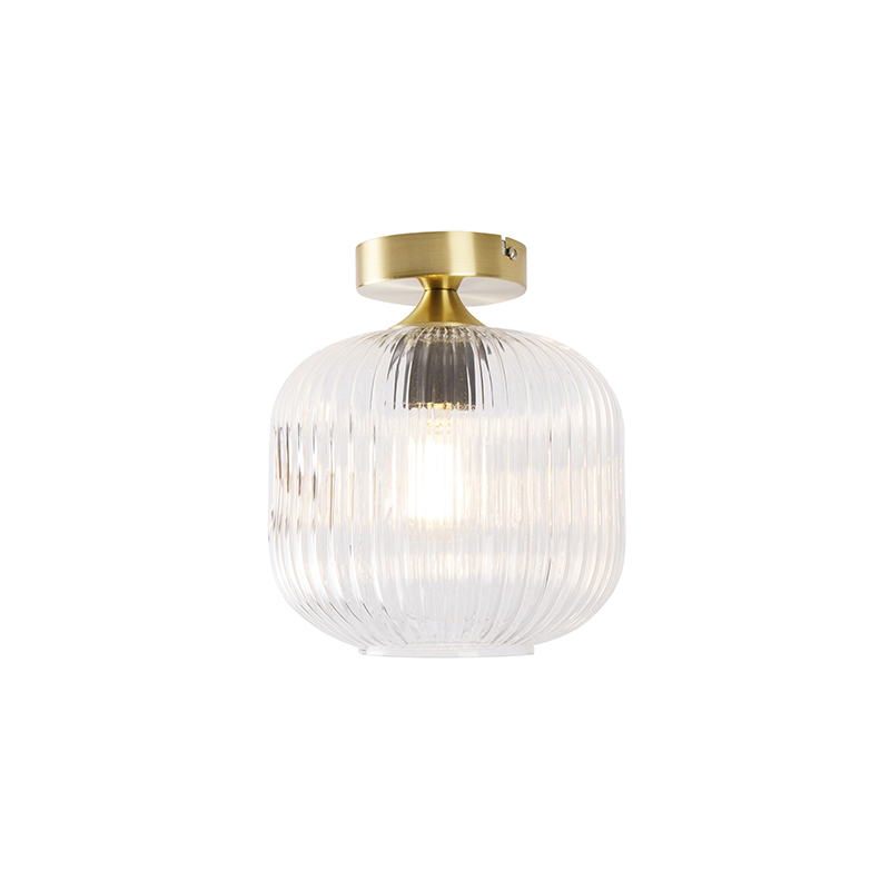 Art Deco Ceiling Lamp Brass with Clear Glass - Karel