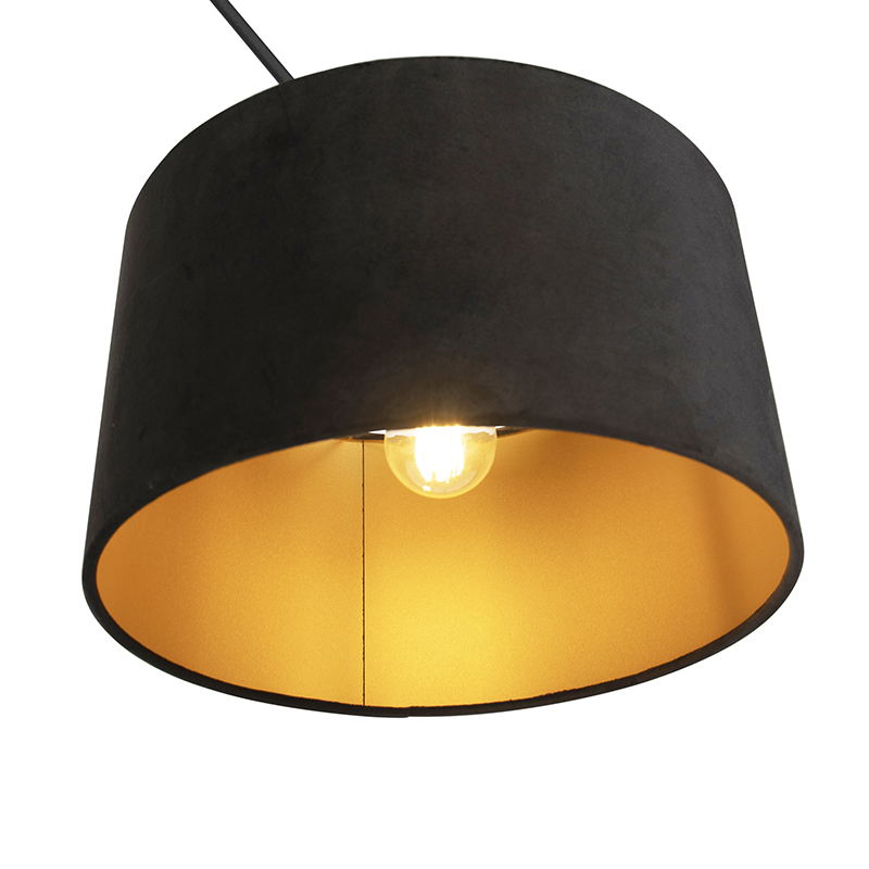 Lámpara colgante negra con pantalla de terciopelo negro con dorado 35 cm - Blitz