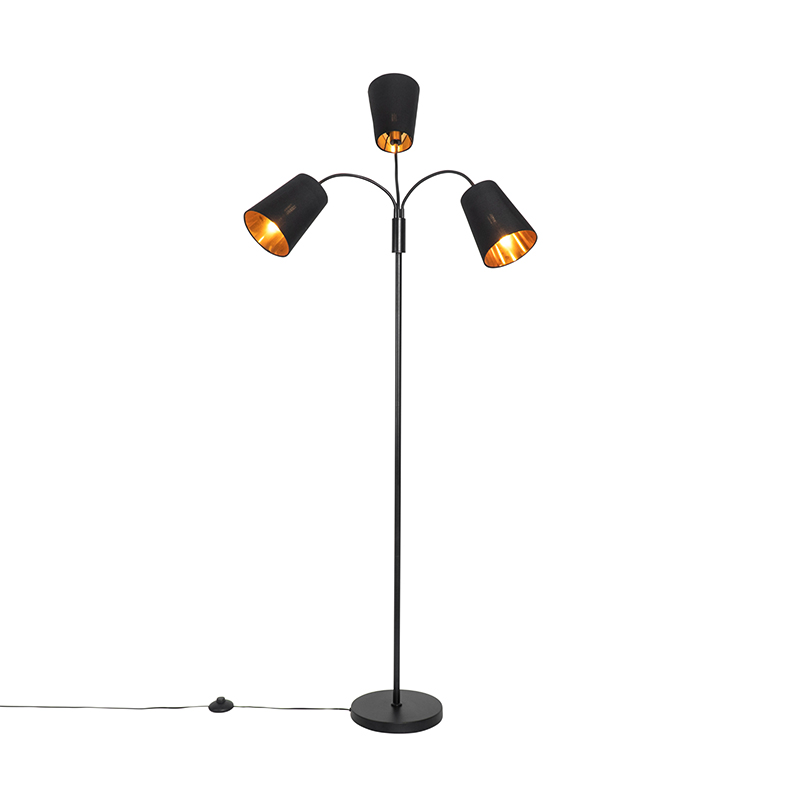 Moderne Stehlampe schwarz 3-Licht - Carmen