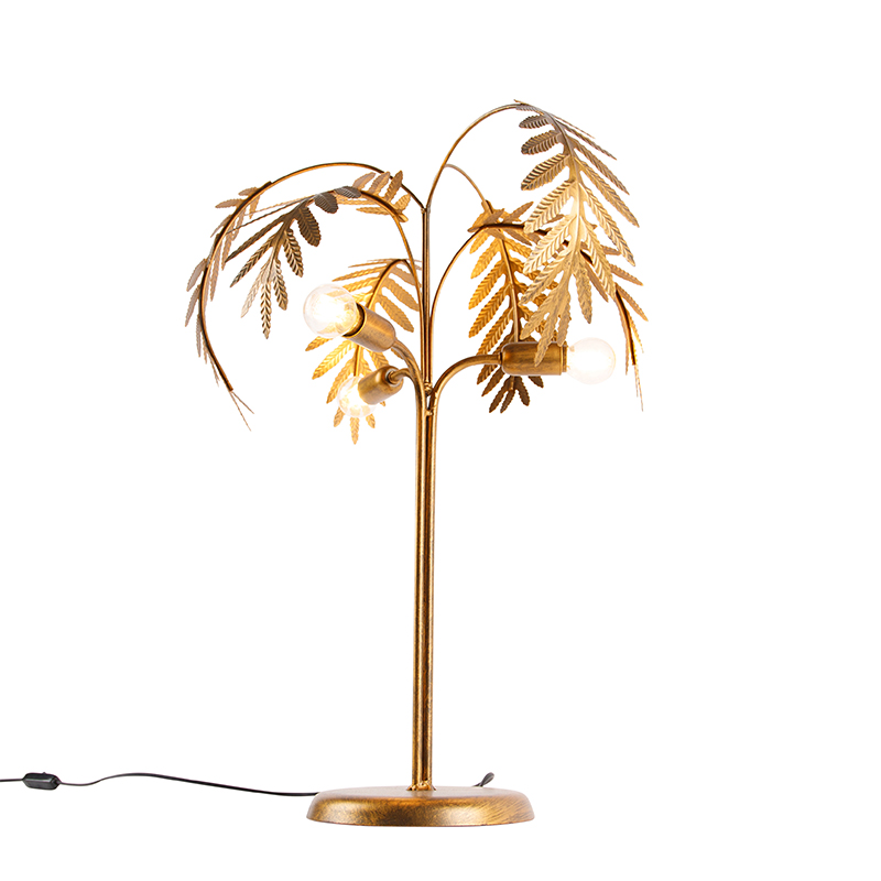 Art Deco Tischlampe Gold 3-Licht - Botanica