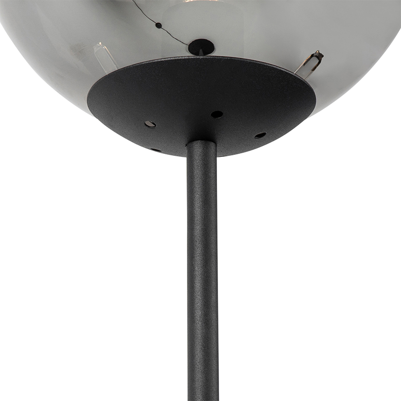 Lámpara de pie Art Deco negra con cristal ahumado - Pallon