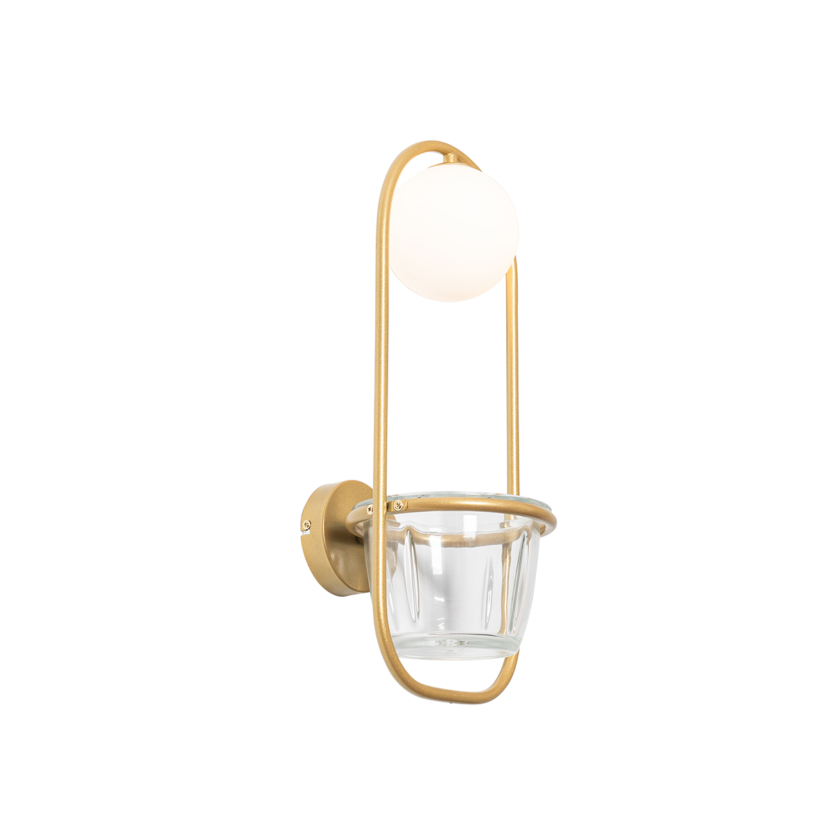 Art Deco Wandlampe Gold mit weißem Glas - Isabella
