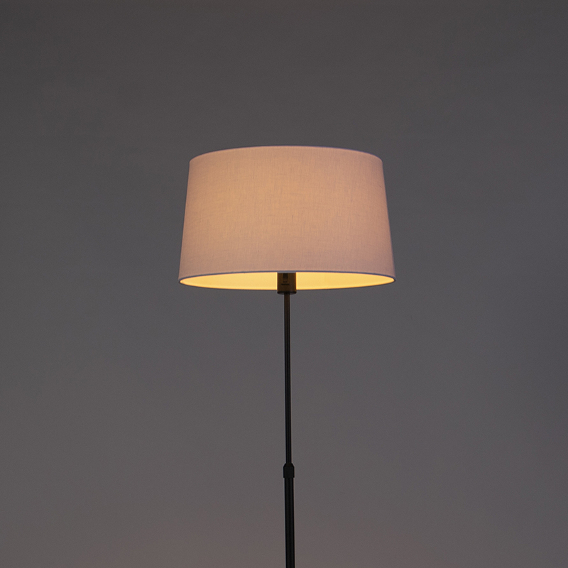 Lampadaire noir avec abat-jour en lin blanc 45 cm réglable - Parte