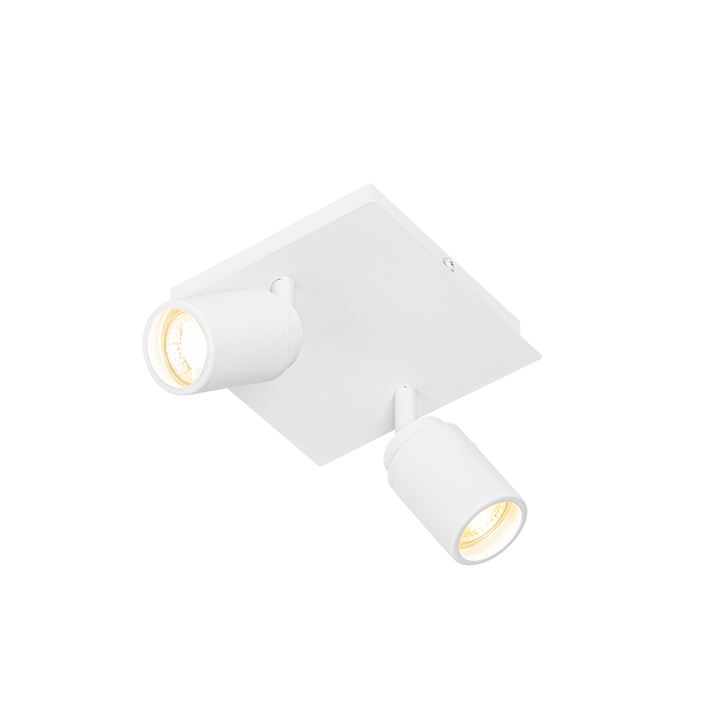 Foco moderno de baño blanco cuadrado 2-luces IP44 - Ducha