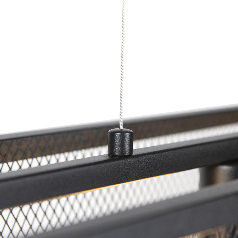 Lámpara colgante industrial negra con efecto tejido 4 luces - Cage