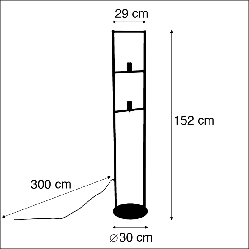 Lampada da terra industriale nera a 2 luci - Simple CAGE