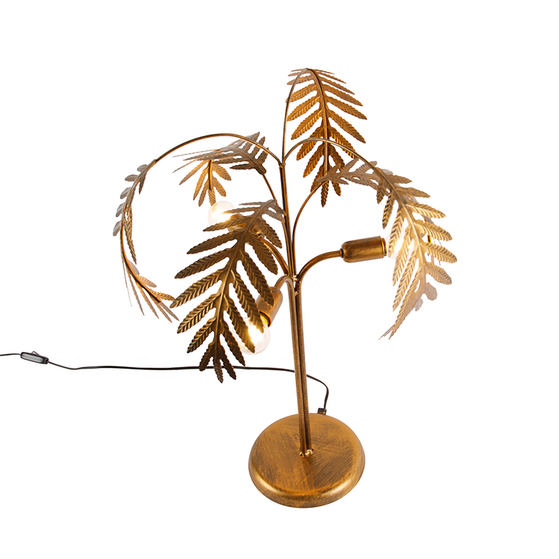 Art Deco Tischlampe Gold 3-Licht - Botanica