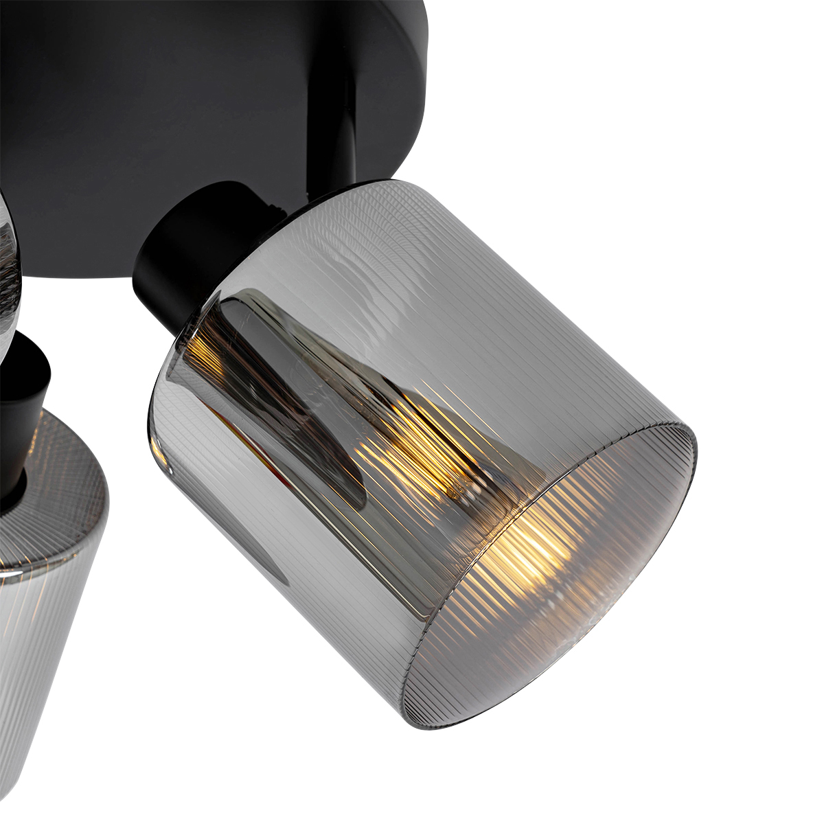 Ceiling Spot Black with Smoke Glass Round 3-Light Adjustable - Laura