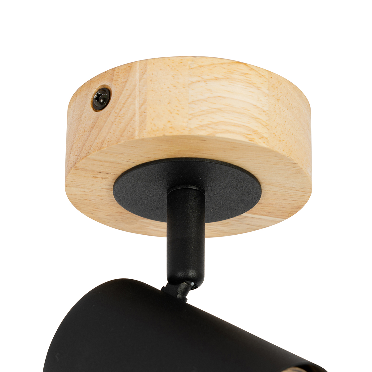 Faretto moderno nero con legno inclinabile - Jeana
